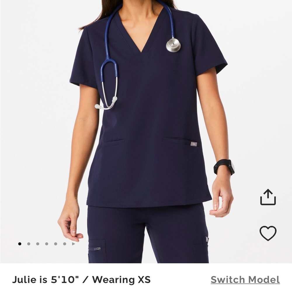 Figs Blue Boxy Relaxed Top